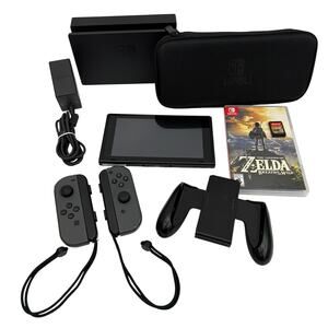 Nintendo Switch 32GB HAC-001 Console Bundle Gray Joy-Con + Zelda BOTW